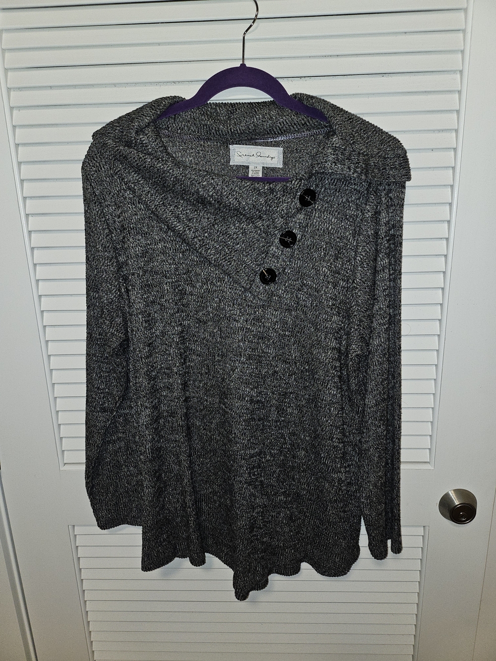 French Laundry Gray Sweater with Purple Accent